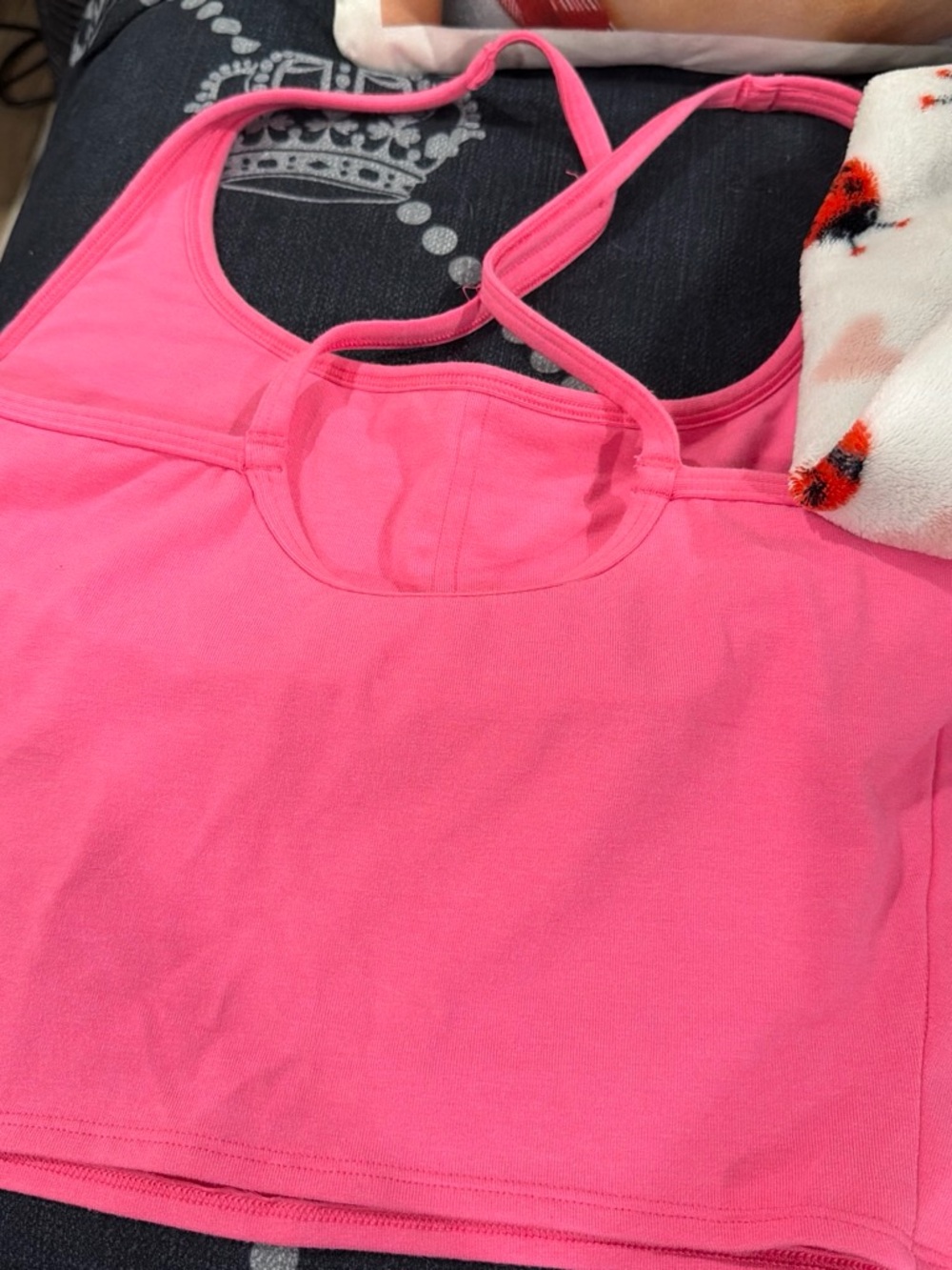 PINK Victoria's Secret Hot Pink Strappy Crop Tank